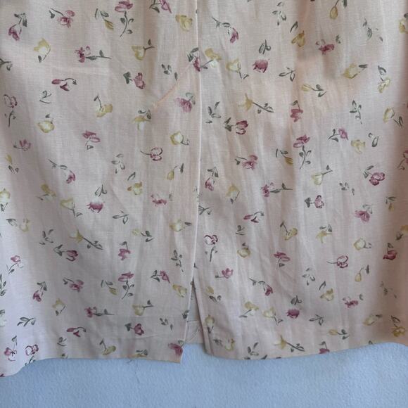 Coldwater Creek Linen Blend Floral Midi Skirt Pink White Cottagecore vintage M - Picture 8 of 8